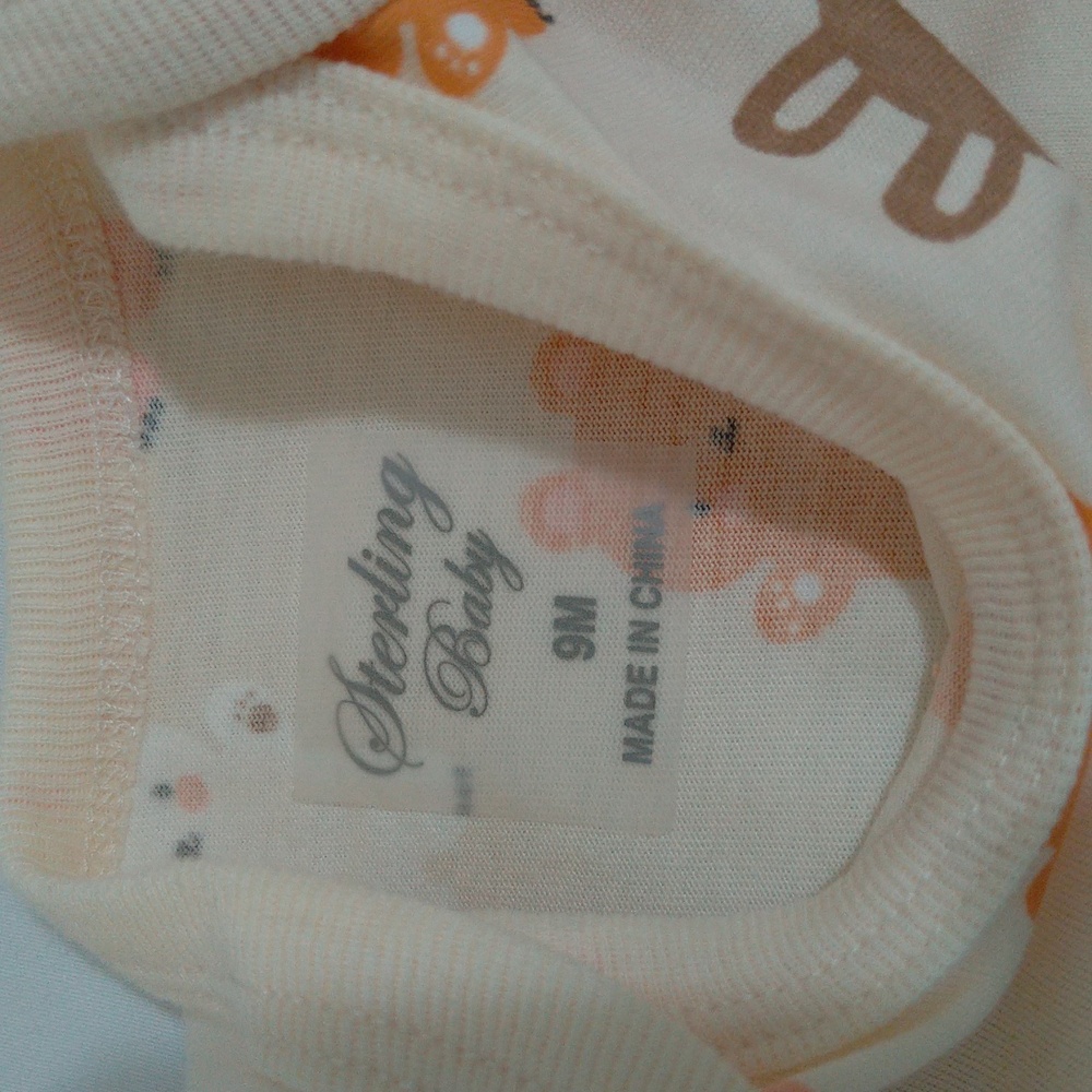 Sterling Cute Baby Girl Bunny Print 2 Bundle Bodysuits in Orange and Cream Set - Picture 3 of 12